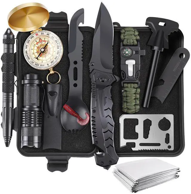 Main image of Gifts for Fathers Day Survival Kits for Men Dad Husband Him, 13 in 1 Survival Gear and Equipment Tactical Tools for Camping Hiking Hunting Outdoor Adventure, Cool Birthday Idea