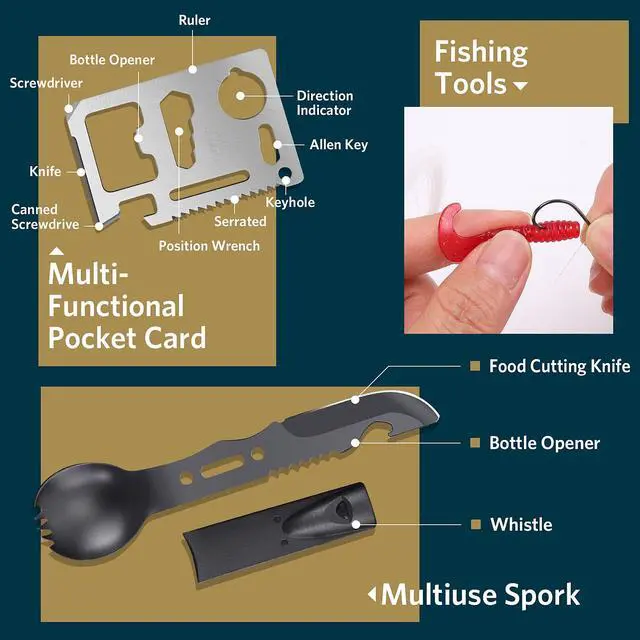 Alt view image 4 of 6 - Gifts for Fathers Day Survival Kits for Men Dad Husband Him, 13 in 1 Survival Gear and Equipment Tactical Tools for Camping Hiking Hunting Outdoor Adventure, Cool Birthday Idea