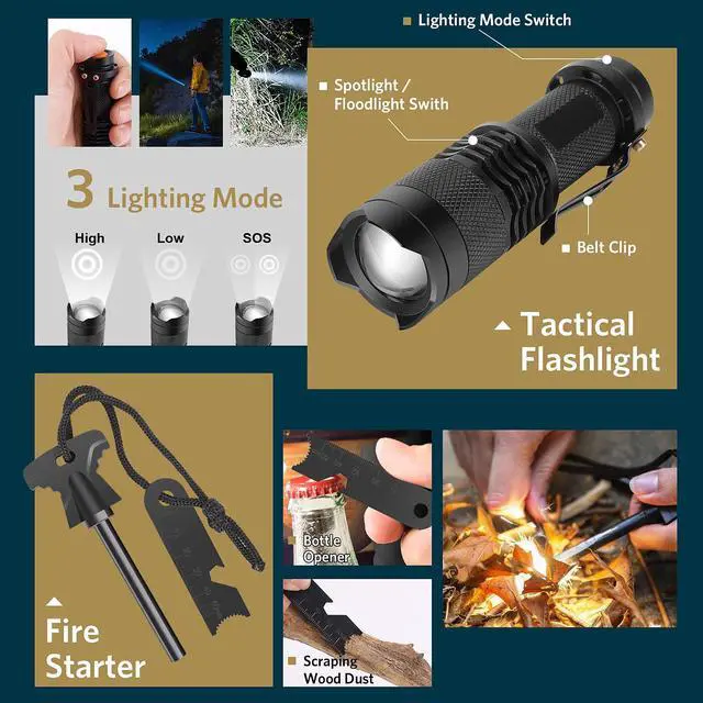 Alt view image 5 of 6 - Gifts for Fathers Day Survival Kits for Men Dad Husband Him, 13 in 1 Survival Gear and Equipment Tactical Tools for Camping Hiking Hunting Outdoor Adventure, Cool Birthday Idea