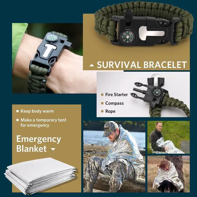 Alt view image 6 of 6 - Gifts for Fathers Day Survival Kits for Men Dad Husband Him, 13 in 1 Survival Gear and Equipment Tactical Tools for Camping Hiking Hunting Outdoor Adventure, Cool Birthday Idea