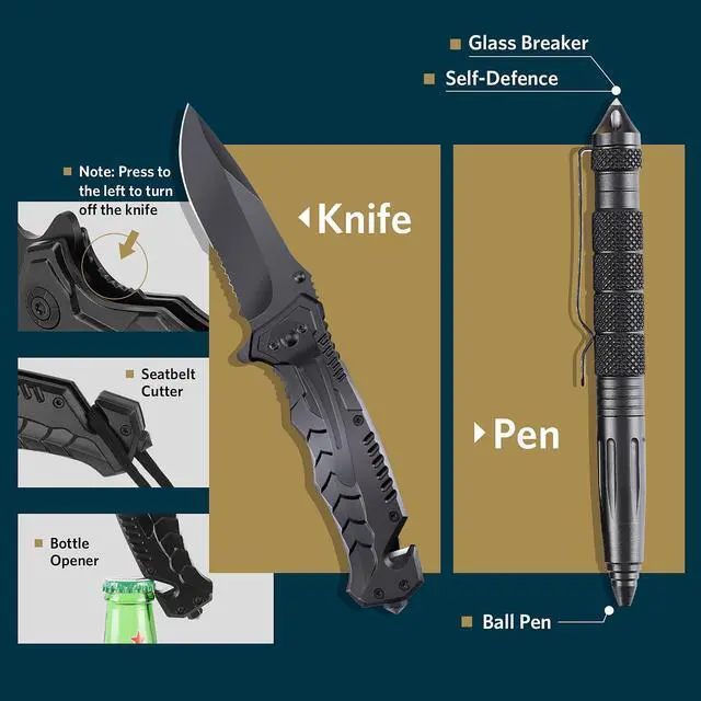 Alt view image 3 of 6 - Gifts for Fathers Day Survival Kits for Men Dad Husband Him, 13 in 1 Survival Gear and Equipment Tactical Tools for Camping Hiking Hunting Outdoor Adventure, Cool Birthday Idea