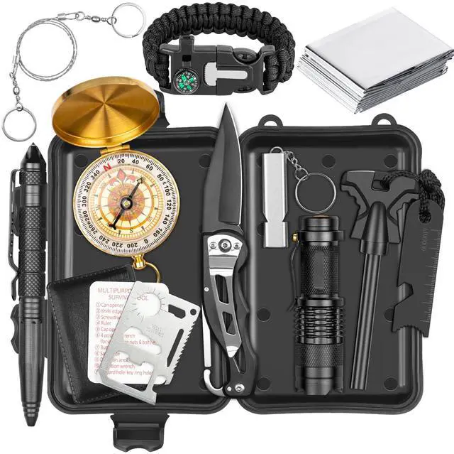 Main image of 12-in-1 Survival Kit Compass Fire Starter for Camping Hiking