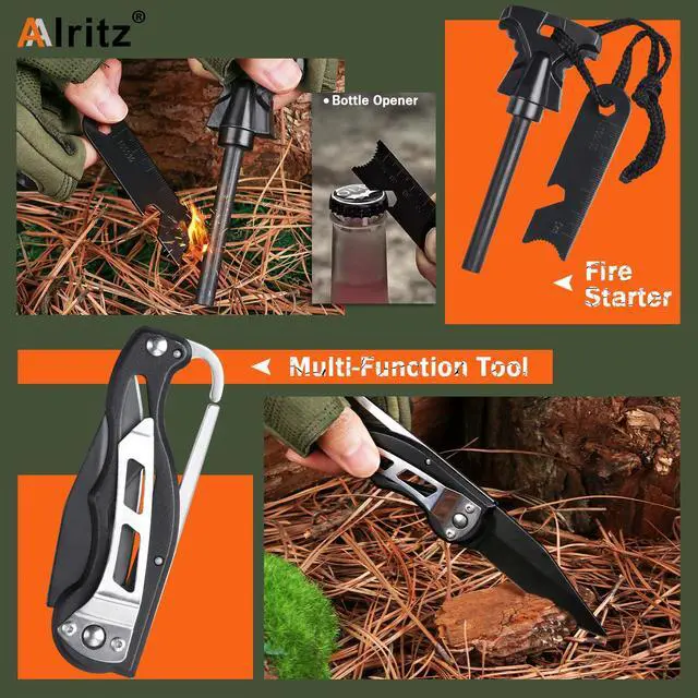 Alt view image 4 of 6 - 12-in-1 Survival Kit Compass Fire Starter for Camping Hiking