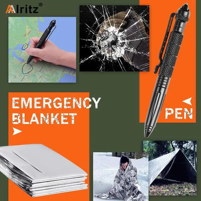 Alt view image 6 of 6 - 12-in-1 Survival Kit Compass Fire Starter for Camping Hiking