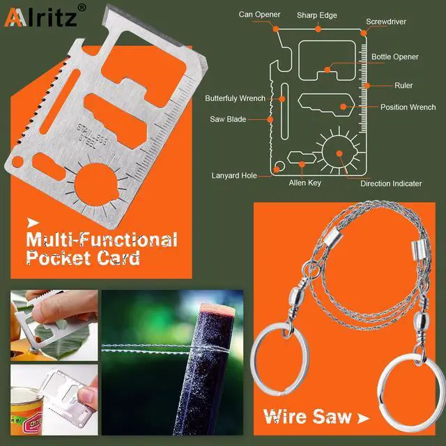 Alt view image 5 of 6 - 12-in-1 Survival Kit Compass Fire Starter for Camping Hiking