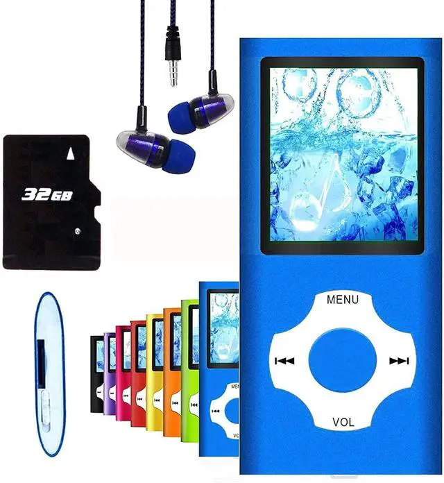 Main image of MP3 Player, Hotechs MP3 Music Player with 32GB Memory SD Card Slim Classic Digital LCD 1.82'' Screen MINI USB Port with FM Radio, Voice Record (Deep Blue)
