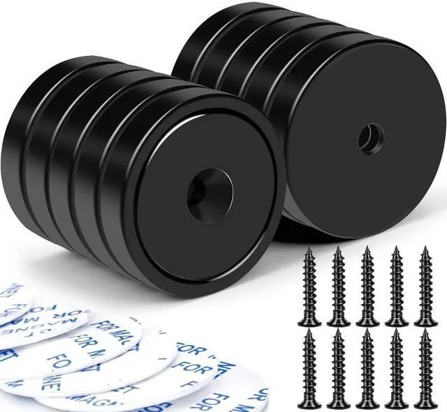 Main image of Strong Magnets with Holes and Screws, 110 lbs, Pack of 10