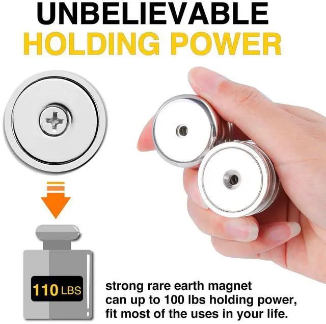 Alt view image 3 of 6 - Strong Mounting Magnets Round with Screws Hole 110LBS 8Pack Silver