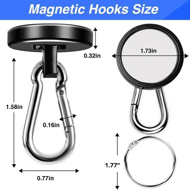 Alt view image 2 of 7 - Magnetic Hooks Carabiner with Swivel, 200LBS, 2 Pack