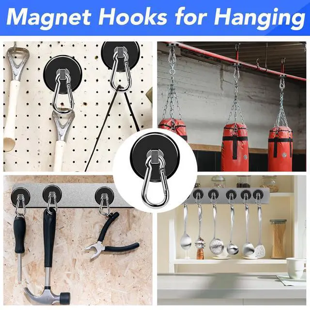 Alt view image 6 of 7 - Magnetic Hooks Carabiner with Swivel, 200LBS, 2 Pack