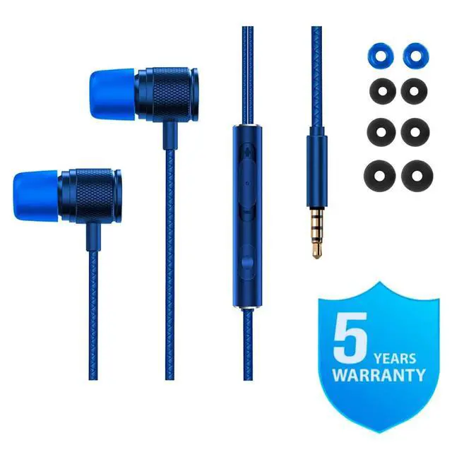 Alt view image 6 of 7 - Ultra Wired Earbuds in-Ear Headphones, 5 Years Warranty, Earphones with Microphone, Noise Isolating Ear Buds, Memory Foam for iPhone, Samsung, School Students, Kids, Women, Small Ears - Blue