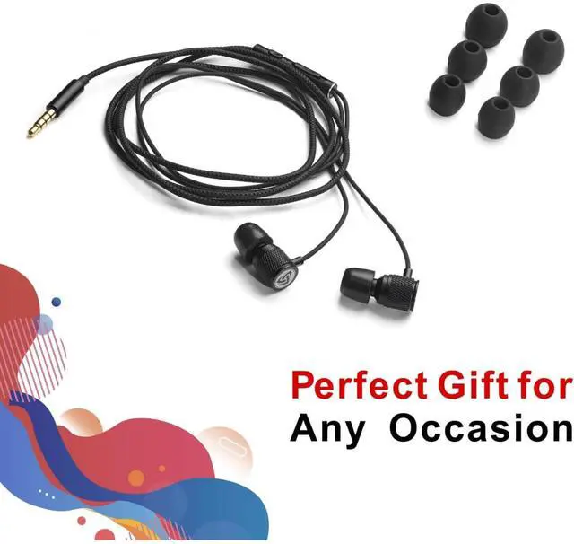 Alt view image 6 of 7 - Ultra Wired Earbuds in-Ear Headphones, 5 Years Warranty, Earphones with Microphone, Noise Isolating Ear Buds, Memory Foam for iPhone, Samsung, School Students, Kids, Women, Small Ears - Black
