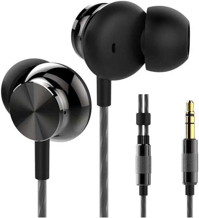 Main image of BS10 Earphones Wired Earbud Headphones with 3.5mm Jack, Black | 12mm Bass Driver, Comfortable S/M/L Ear Buds and Case included, Secure Fit, Tangle-Free Cord, No Mic