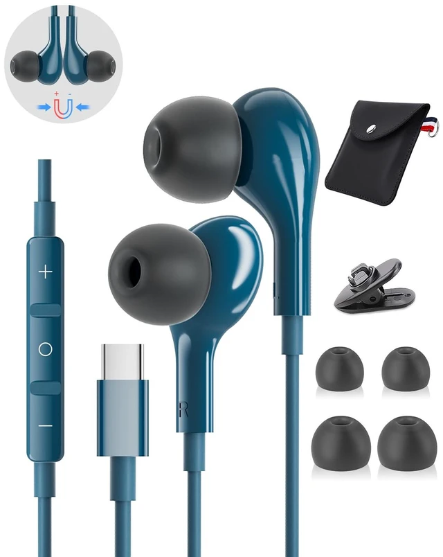 Main image of USB C Headphones for iPhone 15 Plus 16 Pro 17 Pro Max Pixel Redmi Magnetic Wired Earbuds in-Ear Type C Earphones with Microphone for Samsung Galaxy Headphones S24 S23 Ultra S26 S25 S22 A56 A55 A26 A16