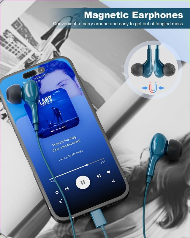 Alt view image 6 of 7 - USB C Headphones for iPhone 15 Plus 16 Pro 17 Pro Max Pixel Redmi Magnetic Wired Earbuds in-Ear Type C Earphones with Microphone for Samsung Galaxy Headphones S24 S23 Ultra S26 S25 S22 A56 A55 A26 A16