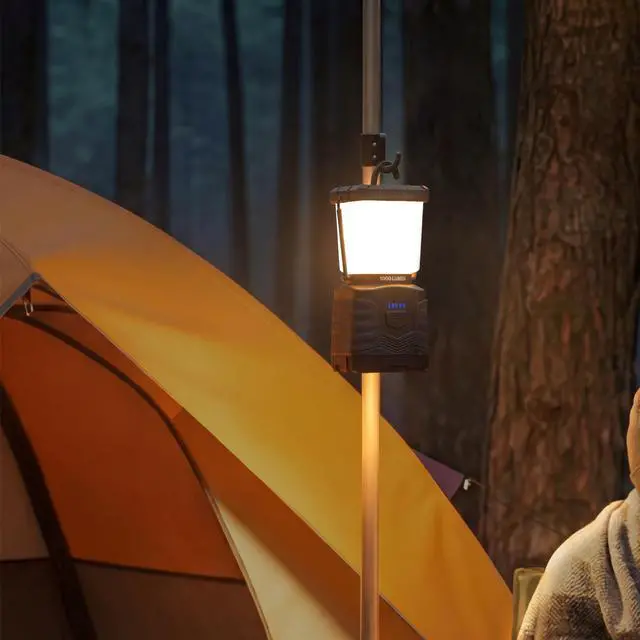 Alt view image 5 of 6 - Camping Essentials Lantern, 360-Degree 1000 Lumen LED, Adjustable Dimmable with 4 Lighting Modes, Water Resistant IPX4, Black (Batteries Not Included)