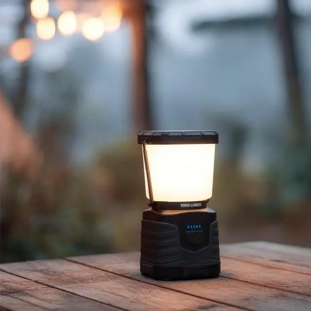 Alt view image 4 of 6 - Camping Essentials Lantern, 360-Degree 1000 Lumen LED, Adjustable Dimmable with 4 Lighting Modes, Water Resistant IPX4, Black (Batteries Not Included)