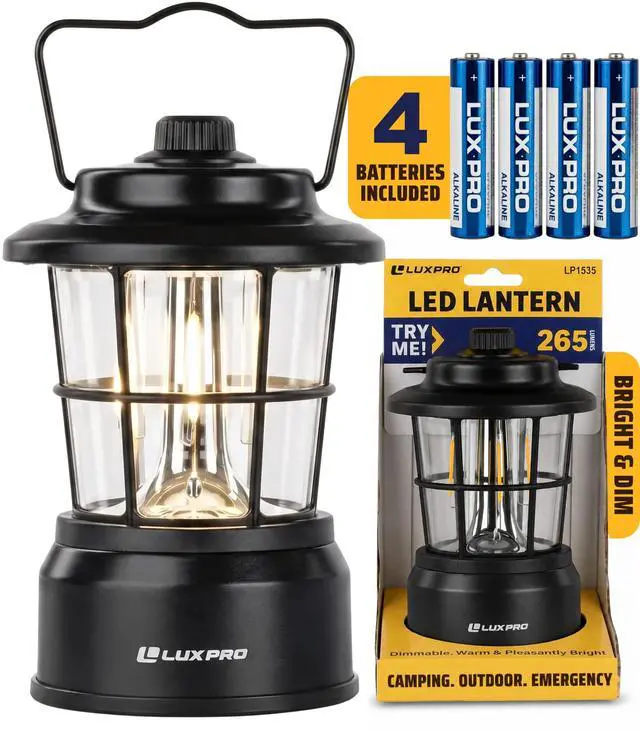 Main image of Retro Outdoor Lantern, Battery Lamp Camping Lantern LED Light, Black