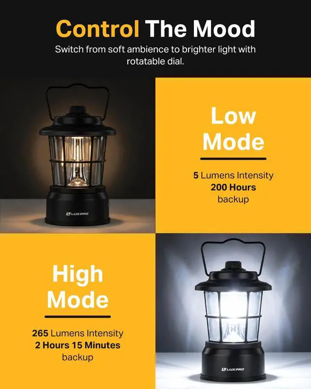 Alt view image 3 of 7 - Retro Outdoor Lantern, Battery Lamp Camping Lantern LED Light, Black