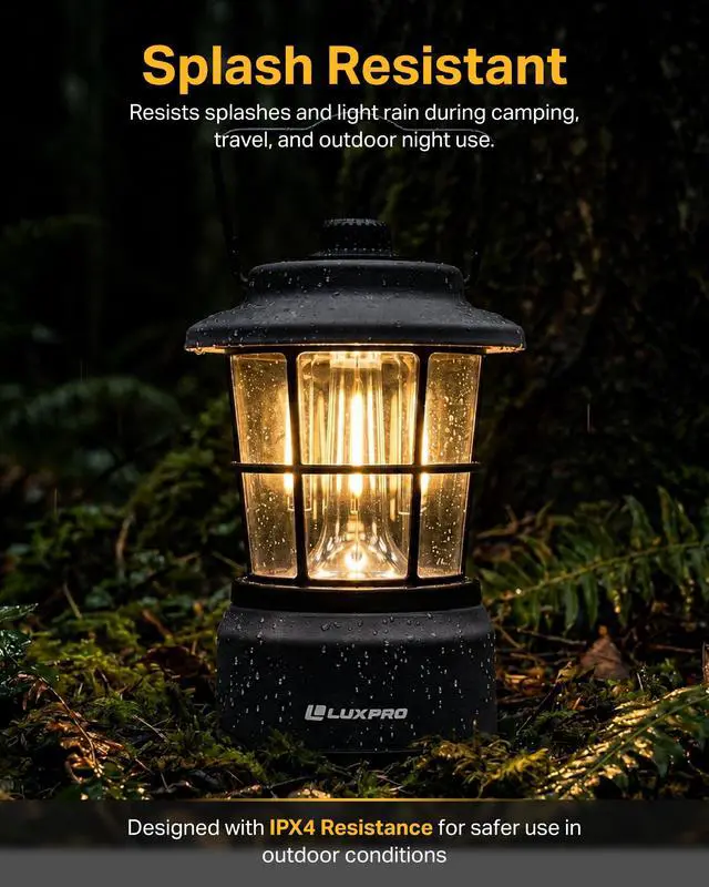 Alt view image 4 of 7 - Retro Outdoor Lantern, Battery Lamp Camping Lantern LED Light, Black