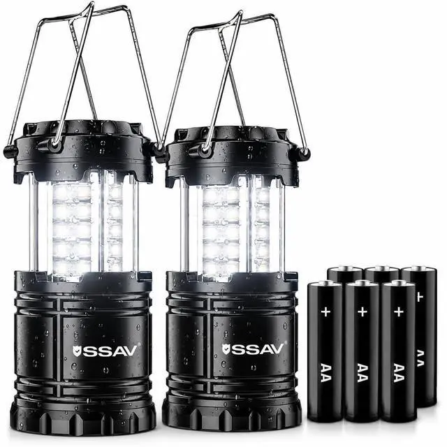 Main image of 2 Pack LED Camping Lantern, Emergency Lanterns for Power Outages & Hurricane Preparedness, Collapsible Portable Survival Lights for Camping, Storms & Emergencies (Batteries Included, Black)