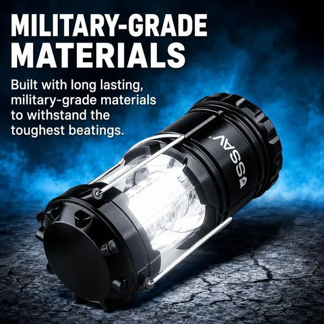 Alt view image 5 of 7 - 2 Pack LED Camping Lantern, Emergency Lanterns for Power Outages & Hurricane Preparedness, Collapsible Portable Survival Lights for Camping, Storms & Emergencies (Batteries Included, Black)