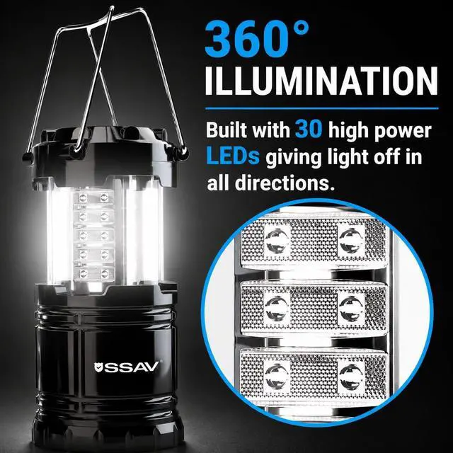 Alt view image 6 of 7 - 2 Pack LED Camping Lantern, Emergency Lanterns for Power Outages & Hurricane Preparedness, Collapsible Portable Survival Lights for Camping, Storms & Emergencies (Batteries Included, Black)