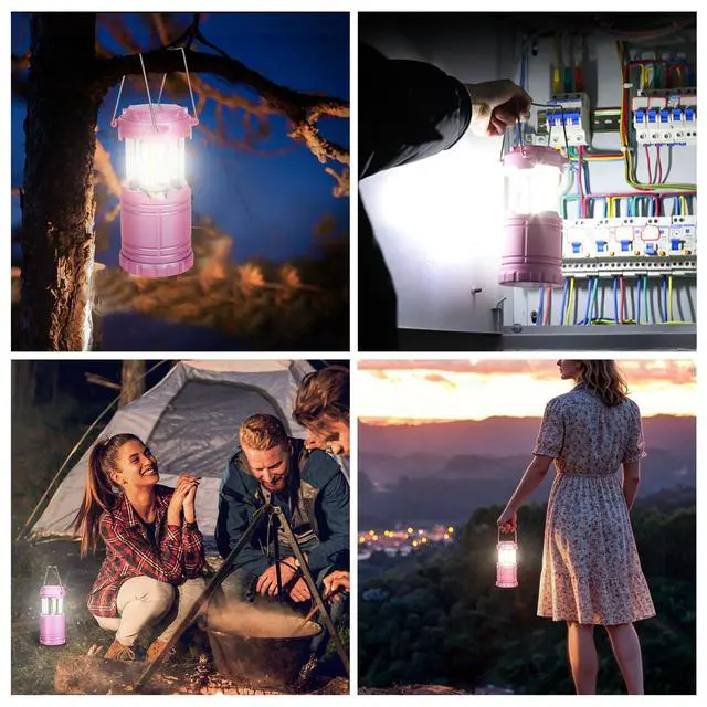 Alt view image 3 of 7 - LED Pink Camping Lanterns, Portable Camping Lights, Outdoor Handled Lamps, Essential Emergency Lights for Power Outages, Hiking, Hurricane