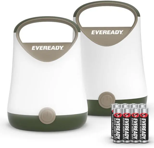 Main image of LED Camping Lantern X-250 (2-Pack), Super Bright Tent Lights, Rugged Water Resistant LED Lanterns, 100 Hour Run-time (Batteries Included), Green/Tan