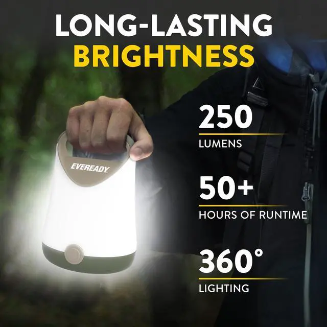 Alt view image 2 of 7 - LED Camping Lantern X-250 (2-Pack), Super Bright Tent Lights, Rugged Water Resistant LED Lanterns, 100 Hour Run-time (Batteries Included), Green/Tan