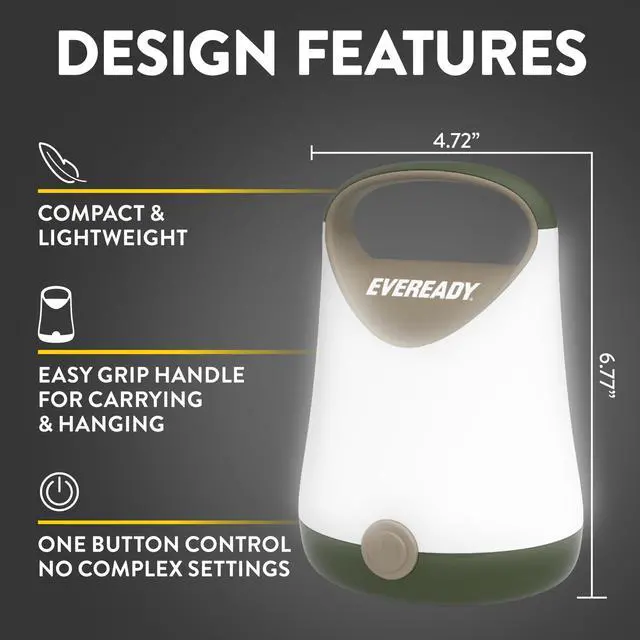 Alt view image 3 of 7 - LED Camping Lantern X-250 (2-Pack), Super Bright Tent Lights, Rugged Water Resistant LED Lanterns, 100 Hour Run-time (Batteries Included), Green/Tan