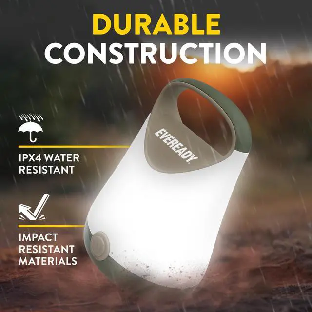 Alt view image 5 of 7 - LED Camping Lantern X-250 (2-Pack), Super Bright Tent Lights, Rugged Water Resistant LED Lanterns, 100 Hour Run-time (Batteries Included), Green/Tan