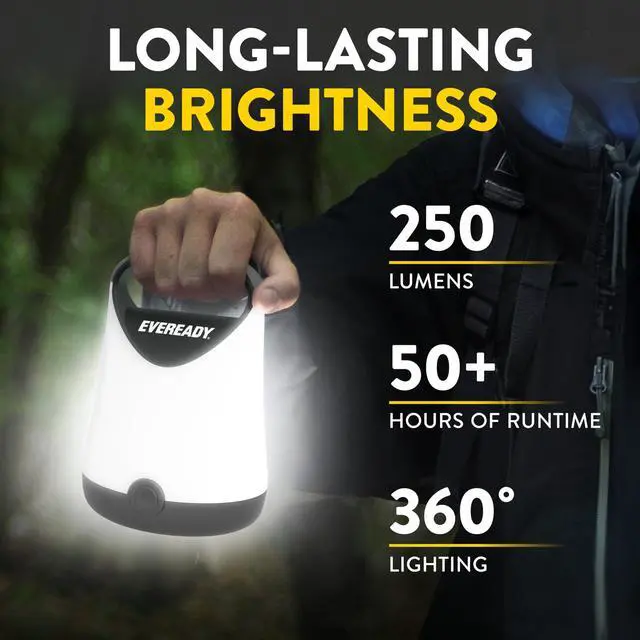 Alt view image 2 of 7 - LED Camping Lantern X-250 (2-Pack), Super Bright Tent Lights, Rugged Water Resistant LED Lanterns, 100 Hour Run-time (Batteries Included), Black