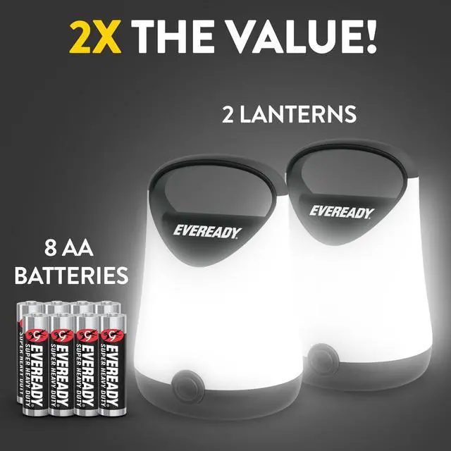 Alt view image 6 of 7 - LED Camping Lantern X-250 (2-Pack), Super Bright Tent Lights, Rugged Water Resistant LED Lanterns, 100 Hour Run-time (Batteries Included), Black