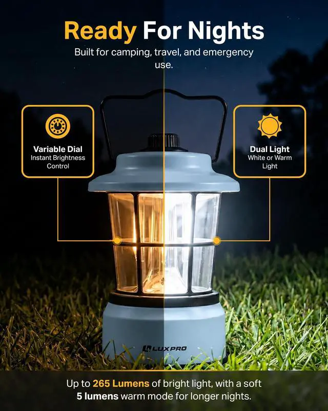 Alt view image 2 of 7 - Retro Outdoor Lantern, Battery Lamp Camping Lantern LED Light, Blue