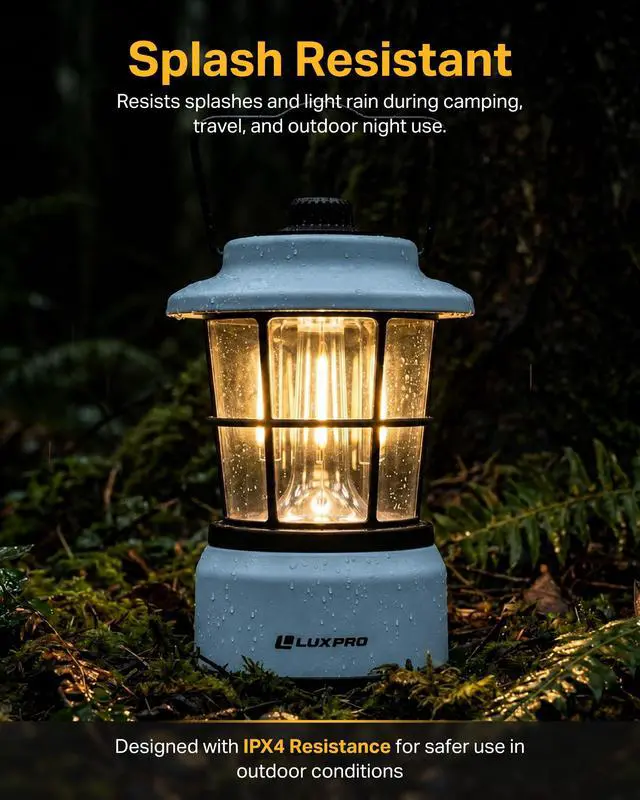 Alt view image 4 of 7 - Retro Outdoor Lantern, Battery Lamp Camping Lantern LED Light, Blue
