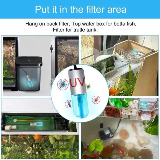 Alt view image 4 of 7 - Aquarium Clean Light3 W mini &13W Submersible Light with UV Test Card,Aquarium Water Clean Green Clear Waterproof Clean Lamp for Pond,Swimming Pool,Indoor (3W MINI)