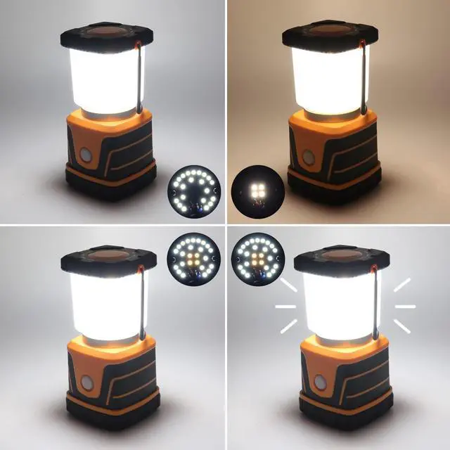 Alt view image 4 of 7 - LED Camping lamp Super Bright 1500 lumens 4 Light Modes Dimmable searchlight Battery-Powered Emergency lamp Suitable for Night Hiking Tent Lighting Emergencies Power outages (Orange)