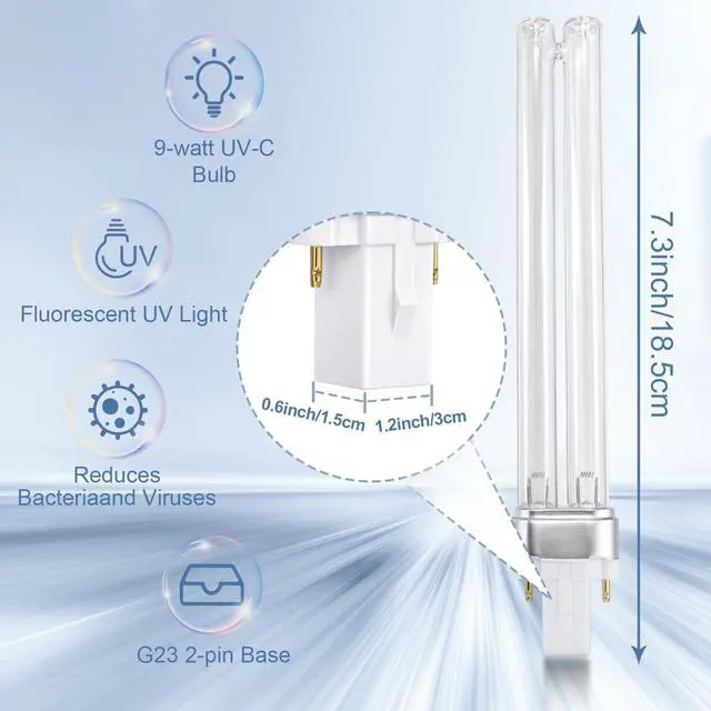Alt view image 2 of 7 - 9W UV-C Light Bulb Compatible with R18 R18D R2000 HVAC Systems