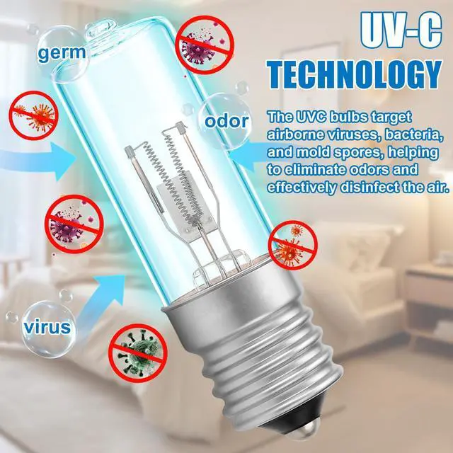 Alt view image 3 of 7 - 6 PCS LB1000 3W UVC Replacement Light Bulb, E14/E17 Intermediate Base