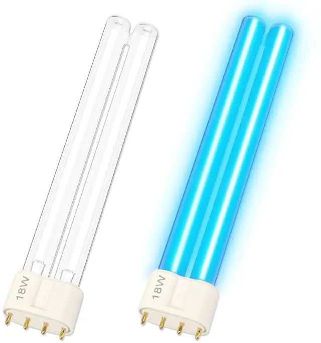 Main image of 18W 4-Pin Base UV-C Light Bulb Replacement for Pond Clarifier, Outdoor Ponds, Fish Tank, Koi Pond & Water Garden, 18 Watts UV Light Bulb, 2 Pack