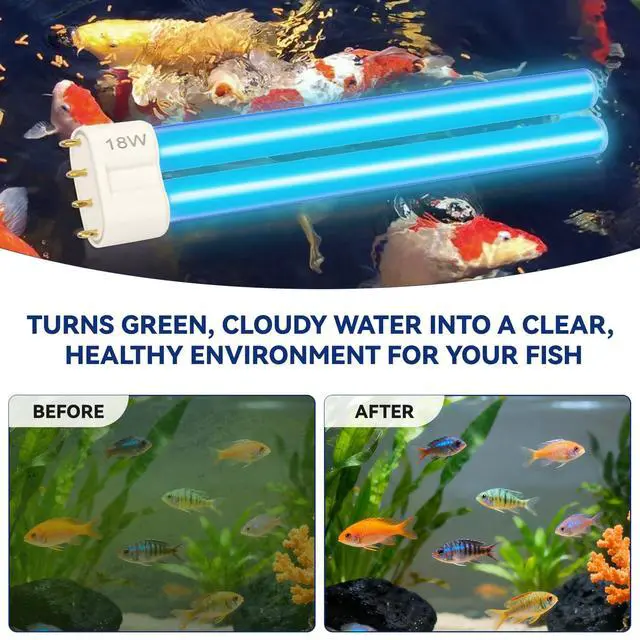 Alt view image 5 of 7 - 18W 4-Pin Base UV-C Light Bulb Replacement for Pond Clarifier, Outdoor Ponds, Fish Tank, Koi Pond & Water Garden, 18 Watts UV Light Bulb, 2 Pack