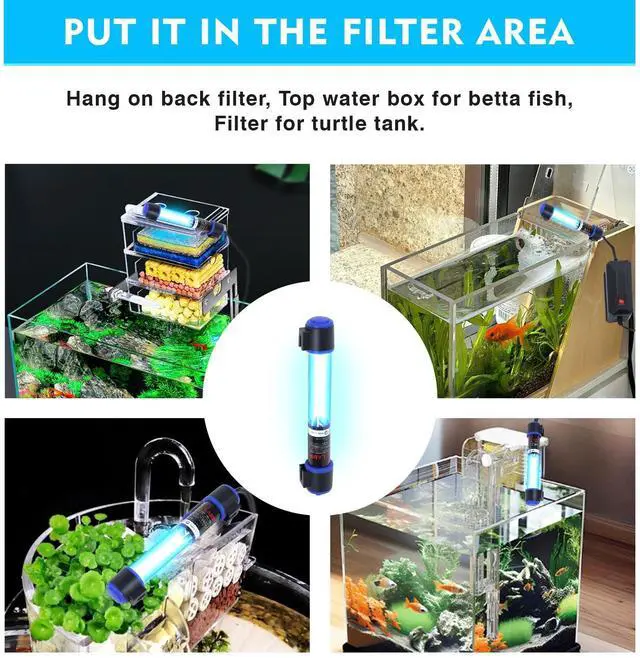 Alt view image 4 of 7 - 5W UVC Aquarium Light for Fish Tank and Pond Quartz Tube Waterproof UV Lamp, Water Clarifier for Clearer Water