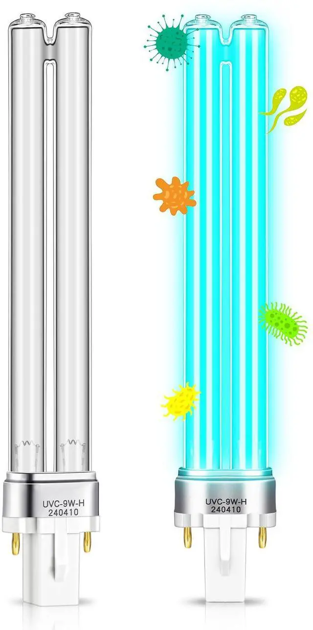 Main image of 2 Pcs 9 Watt UV Bulb Replacement for Pond Filter Aquarium G23 Base Replacement Light Bulb Compatible with UVC Pl-S TUV Germicidal Light