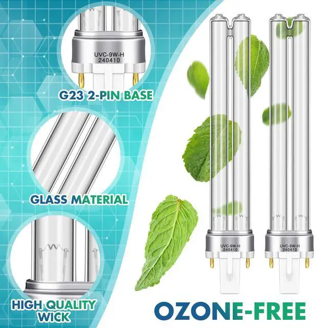 Alt view image 4 of 7 - 2 Pcs 9 Watt UV Bulb Replacement for Pond Filter Aquarium G23 Base Replacement Light Bulb Compatible with UVC Pl-S TUV Germicidal Light