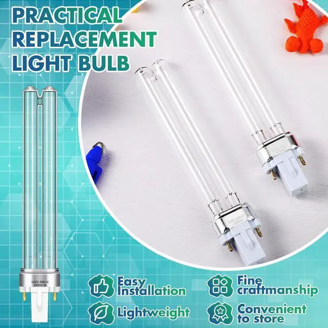 Alt view image 6 of 7 - 2 Pcs 9 Watt UV Bulb Replacement for Pond Filter Aquarium G23 Base Replacement Light Bulb Compatible with UVC Pl-S TUV Germicidal Light