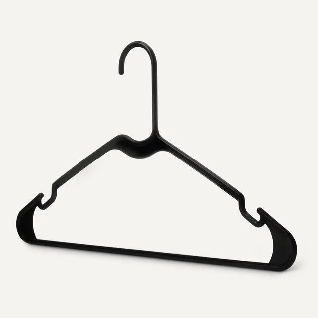 Alt view image 3 of 5 - Space Saving Plastic Clothes Hangers, Sturdy Closet Organizer for Shirts and Jackets, Adult Size, Black, 50-Pack