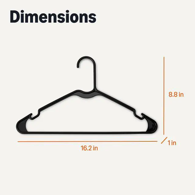 Alt view image 5 of 5 - Space Saving Plastic Clothes Hangers, Sturdy Closet Organizer for Shirts and Jackets, Adult Size, Black, 50-Pack