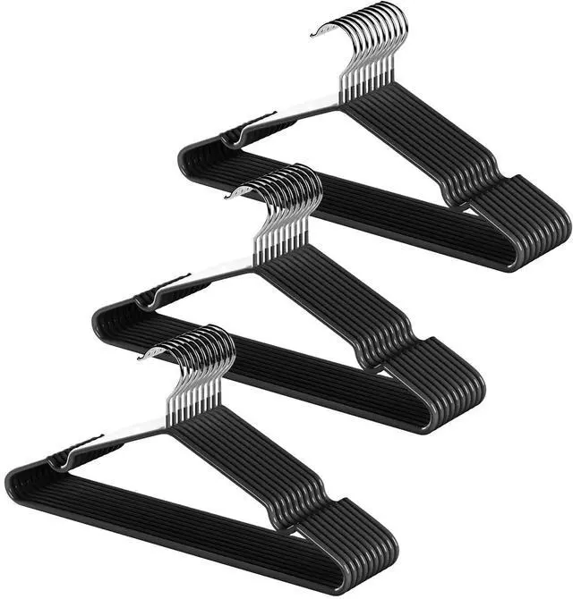 Main image of 30 Pack Ultra-Thin Metal Hangers, Non-Slip PVC Coated Space Saving Clothes Hangers for Closet, 16 Inch Wide for Suits Dresses Jackets - Black