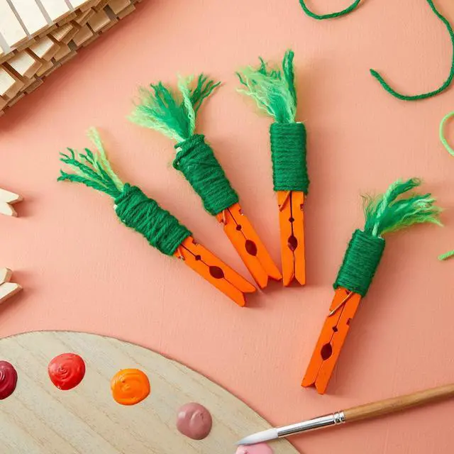 Alt view image 3 of 7 - Wooden Clothespins & Hanging Clips - 100 Pack, 3.9x0.6x0.6in, Natural Wood, Modern - Heavy Duty Laundry Clips for Outdoor Clothesline - Clothespins for Crafts & Photo Displays